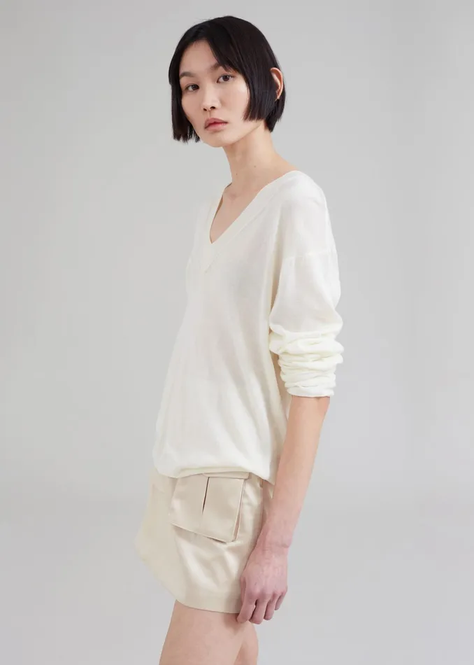 The Frankie Shop Knitwear Juro VNeck Knit 8211 Cream 8211 Women