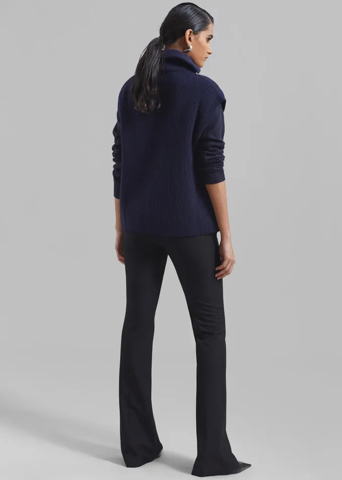 The Frankie Shop Knitwear Kellan Wool Blend Sleeveless Zip Turtleneck 8211 Navy 8211 Women