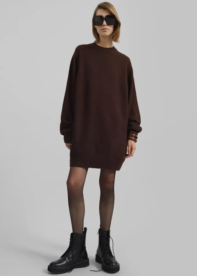 The Frankie Shop Knitwear Maxime Knit Sweater Dress 8211 Brown 8211 Women
