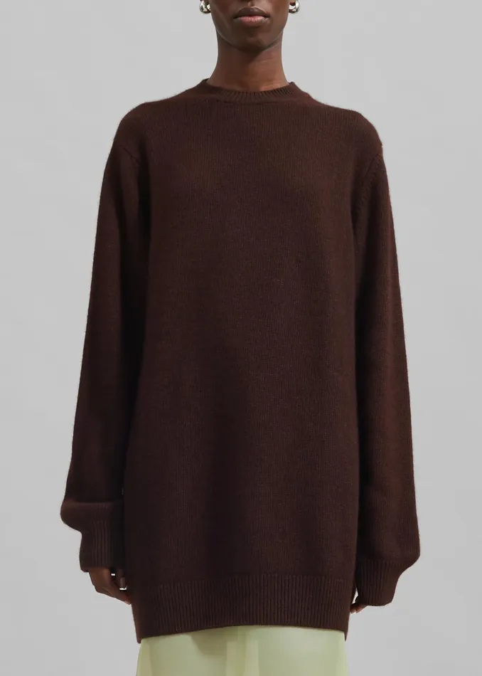 The Frankie Shop Knitwear Maxime Knit Sweater Dress 8211 Brown 8211 Women