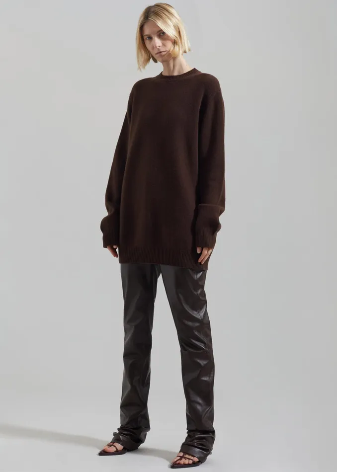 The Frankie Shop Knitwear Maxime Knit Sweater Dress 8211 Brown 8211 Women