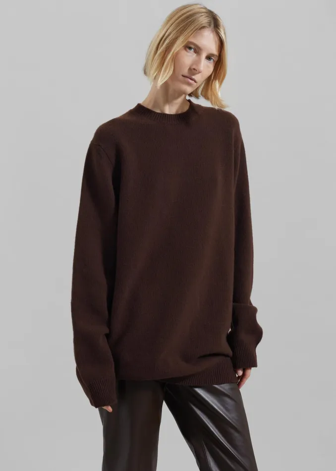 The Frankie Shop Knitwear Maxime Knit Sweater Dress 8211 Brown 8211 Women
