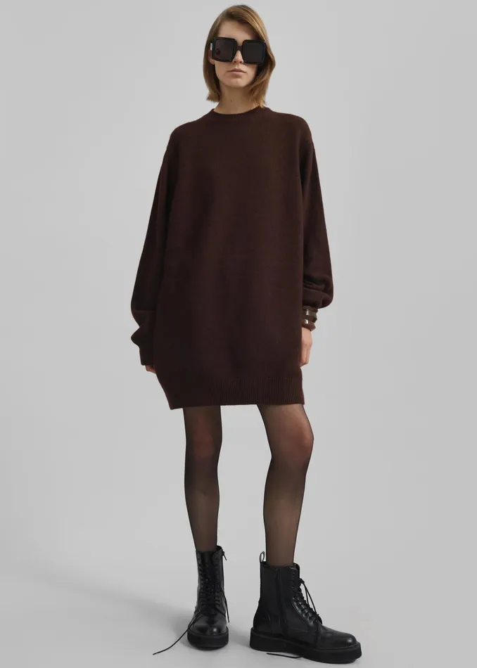 The Frankie Shop Knitwear Maxime Knit Sweater Dress 8211 Brown 8211 Women