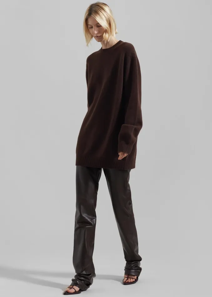 The Frankie Shop Knitwear Maxime Knit Sweater Dress 8211 Brown 8211 Women