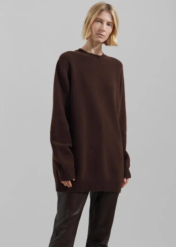 The Frankie Shop Knitwear Maxime Knit Sweater Dress 8211 Brown 8211 Women