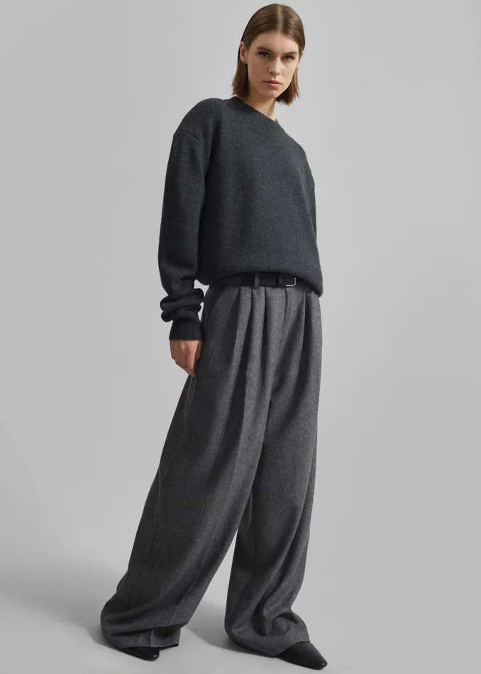 The Frankie Shop Knitwear Rafaela Padded Knit Sweater 8211 Dark Grey Melange 8211 Women