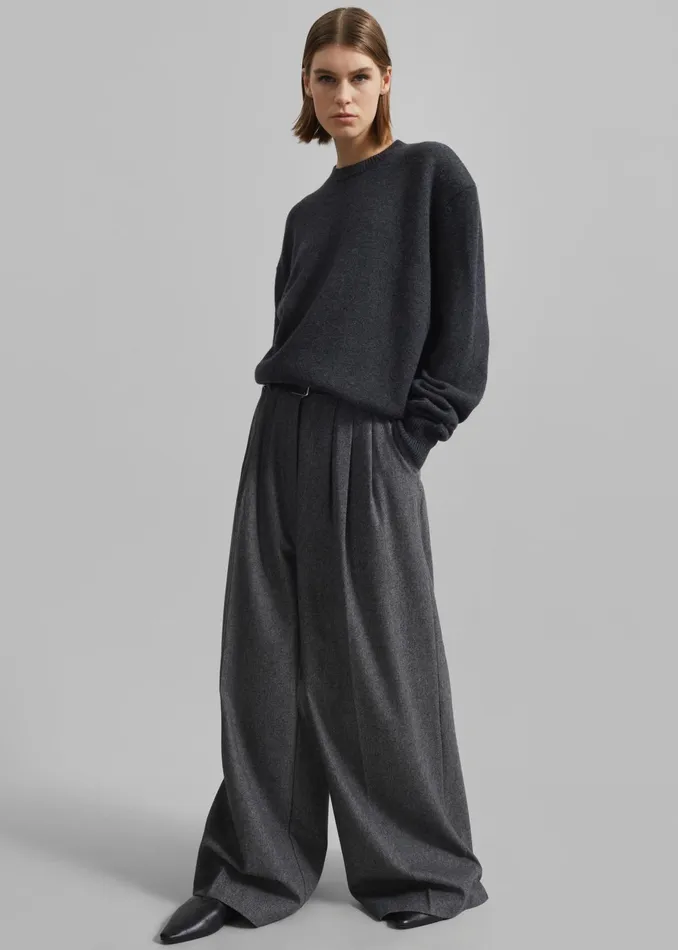 The Frankie Shop Knitwear Rafaela Padded Knit Sweater 8211 Dark Grey Melange 8211 Women
