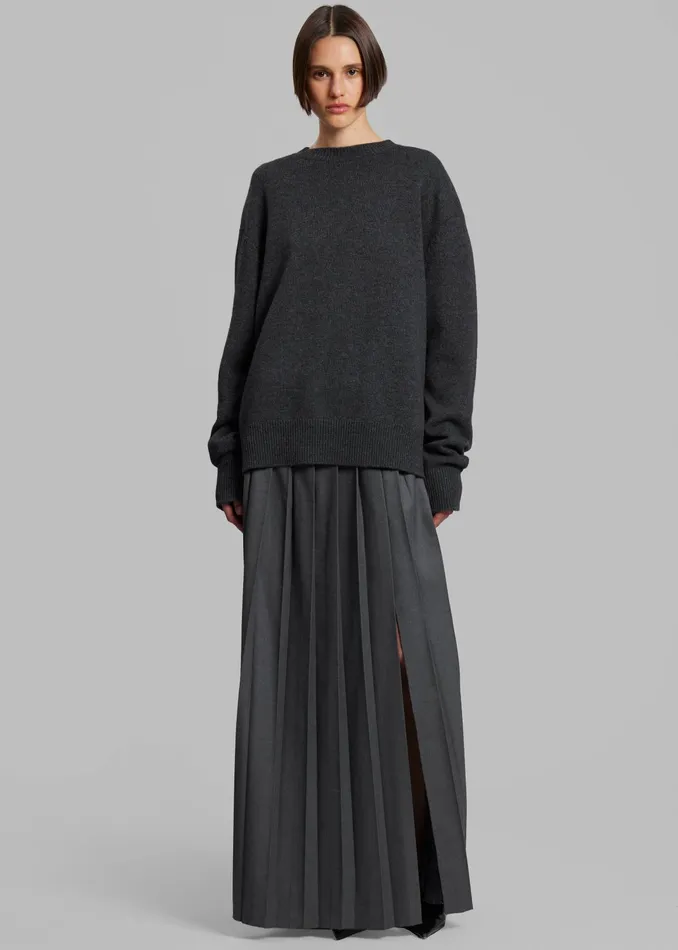 The Frankie Shop Knitwear Rafaela Padded Knit Sweater 8211 Dark Grey Melange 8211 Women
