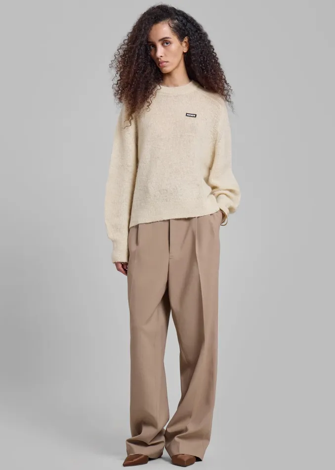 The Frankie Shop Knitwear Rotate Light Knit Logo Sweater 8211 Egret 8211 Women