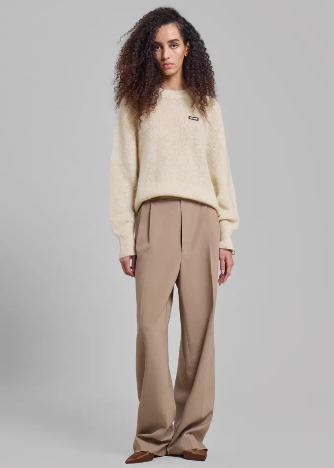 The Frankie Shop Knitwear Rotate Light Knit Logo Sweater 8211 Egret 8211 Women