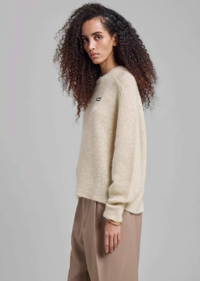The Frankie Shop Knitwear Rotate Light Knit Logo Sweater 8211 Egret 8211 Women