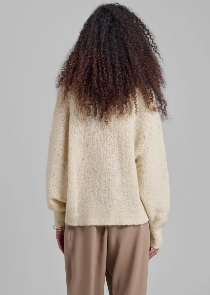 The Frankie Shop Knitwear Rotate Light Knit Logo Sweater 8211 Egret 8211 Women