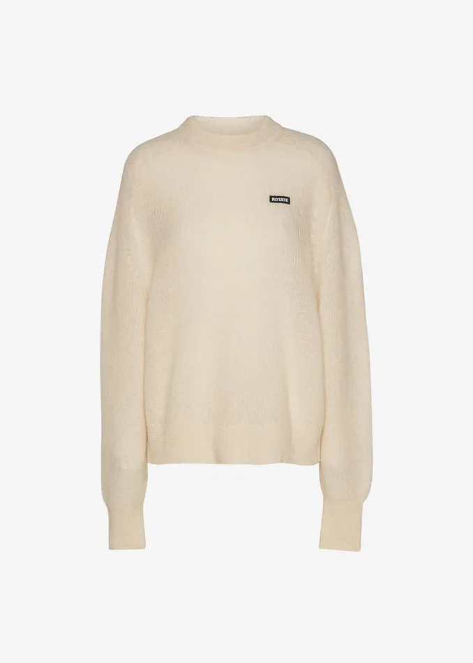 The Frankie Shop Knitwear Rotate Light Knit Logo Sweater 8211 Egret 8211 Women