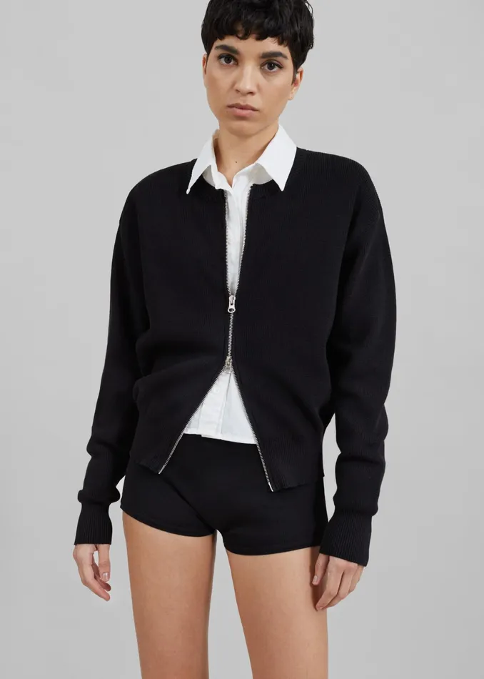 The Frankie Shop Knitwear Veronica ZipUp Cardigan 8211 Black 8211 Women