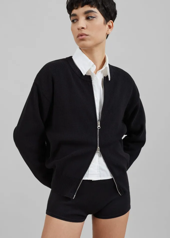The Frankie Shop Knitwear Veronica ZipUp Cardigan 8211 Black 8211 Women