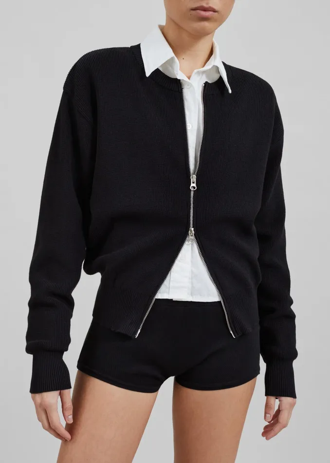 The Frankie Shop Knitwear Veronica ZipUp Cardigan 8211 Black 8211 Women