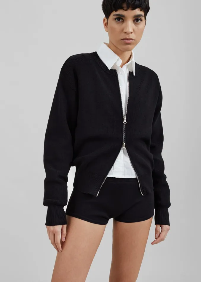 The Frankie Shop Knitwear Veronica ZipUp Cardigan 8211 Black 8211 Women