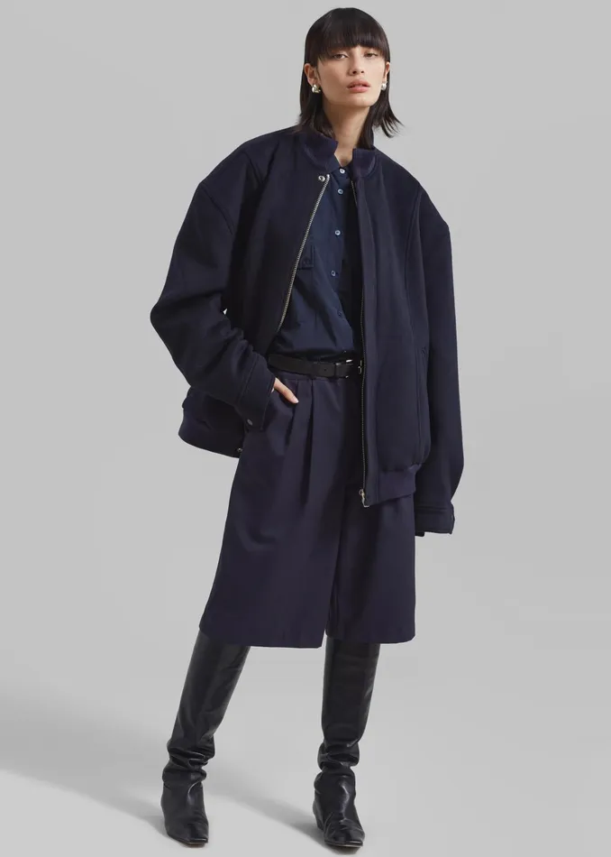 The Frankie Shop Outerwear Arley Oversized Bomber 8211 Navy 8211 Women