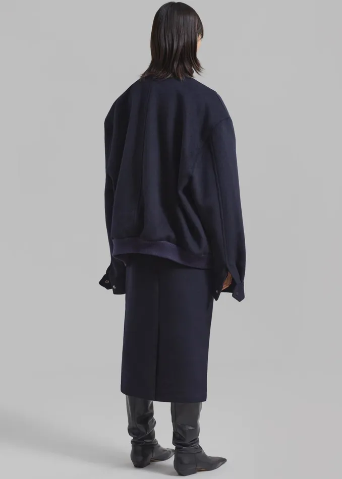 The Frankie Shop Outerwear Arley Oversized Bomber 8211 Navy 8211 Women