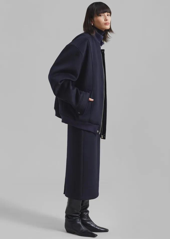 The Frankie Shop Outerwear Arley Oversized Bomber 8211 Navy 8211 Women