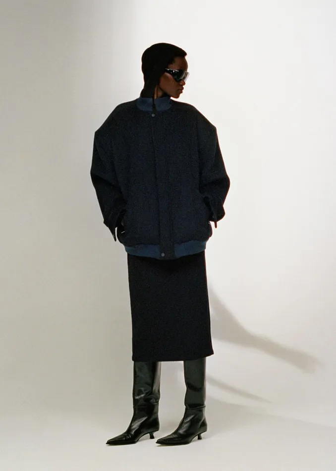 The Frankie Shop Outerwear Arley Oversized Bomber 8211 Navy 8211 Women