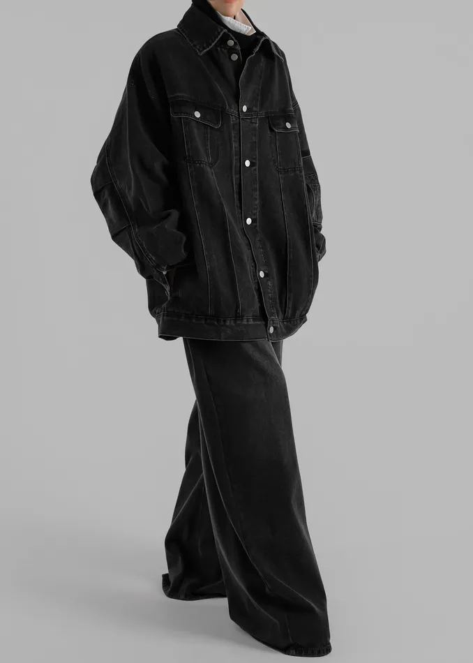 The Frankie Shop Outerwear Ashford Oversized Denim Jacket 8211 Black Wash 8211 Women