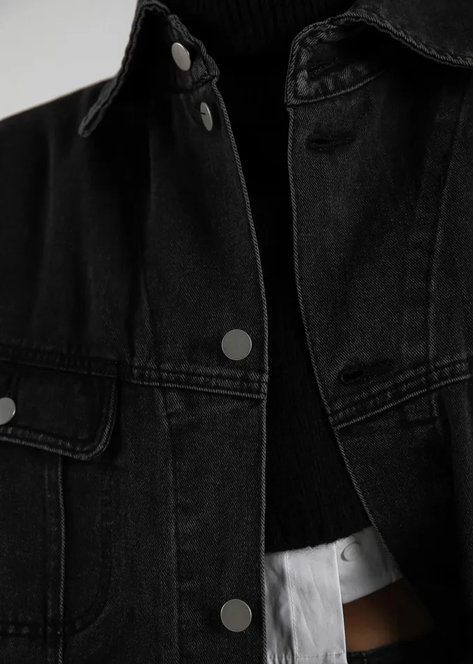 The Frankie Shop Outerwear Ashford Oversized Denim Jacket 8211 Black Wash 8211 Women