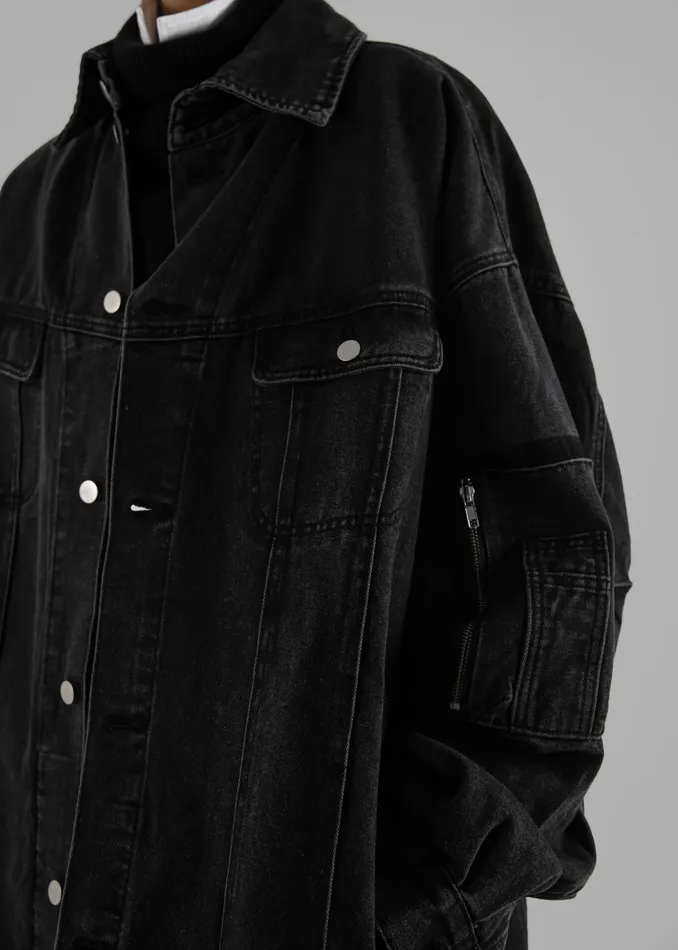 The Frankie Shop Outerwear Ashford Oversized Denim Jacket 8211 Black Wash 8211 Women