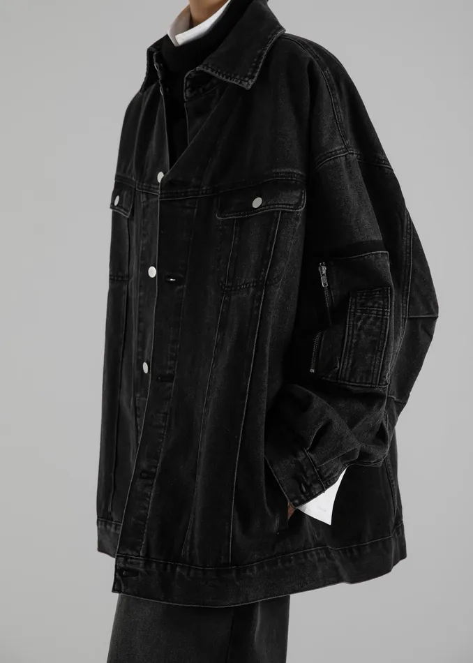 The Frankie Shop Outerwear Ashford Oversized Denim Jacket 8211 Black Wash 8211 Women