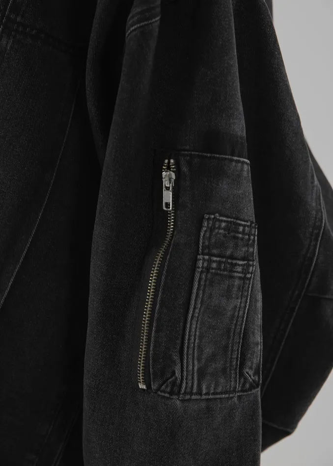 The Frankie Shop Outerwear Ashford Oversized Denim Jacket 8211 Black Wash 8211 Women