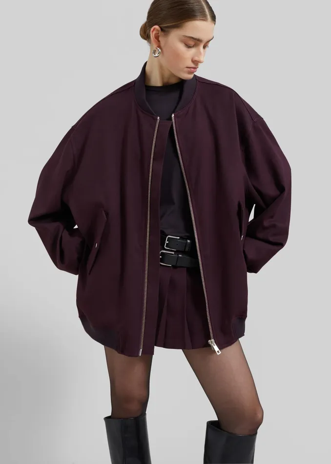 The Frankie Shop Outerwear Astra Bomber Jacket 8211 Burgundy 8211 Women