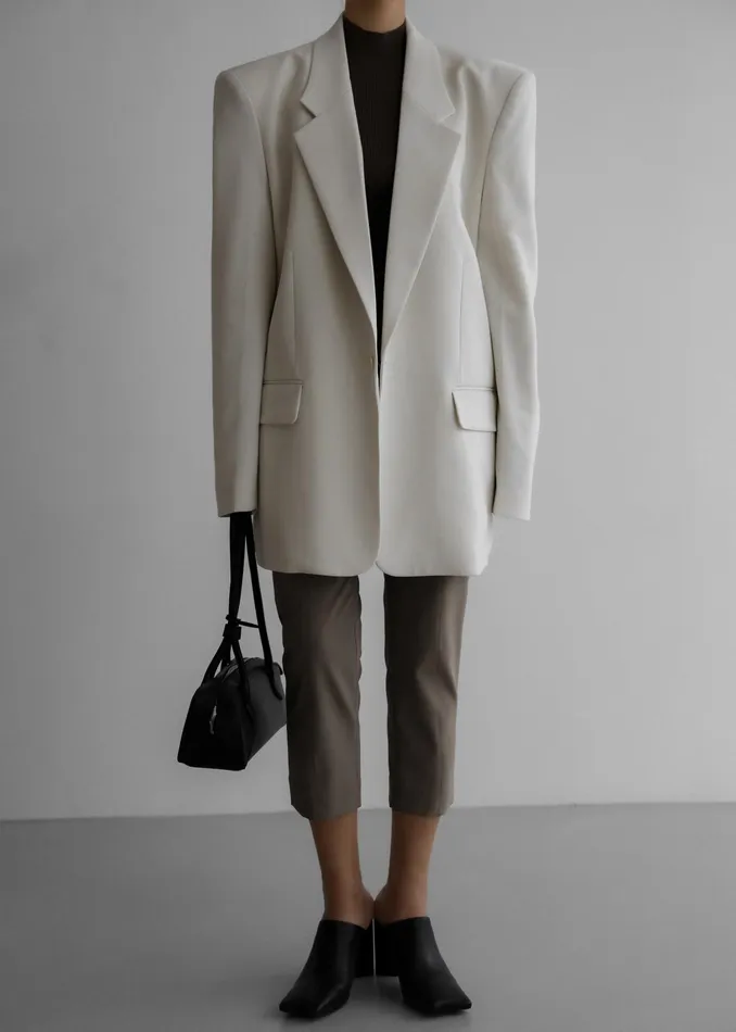 The Frankie Shop Outerwear Billie Oversized Blazer 8211 Cream 8211 Women