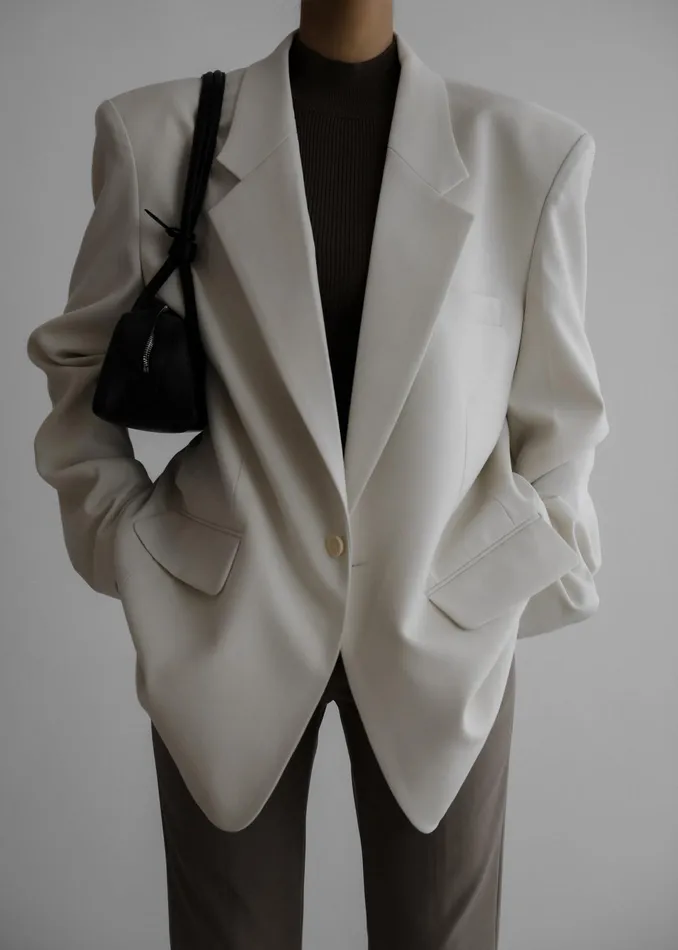 The Frankie Shop Outerwear Billie Oversized Blazer 8211 Cream 8211 Women