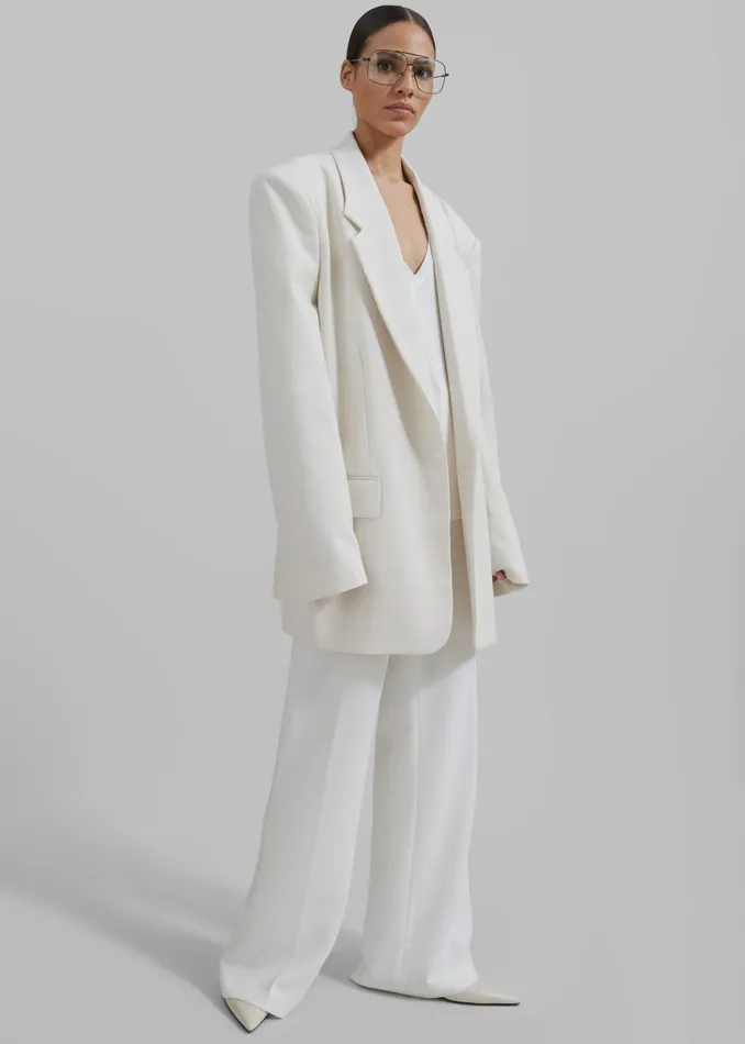 The Frankie Shop Outerwear Billie Oversized Blazer 8211 Cream 8211 Women