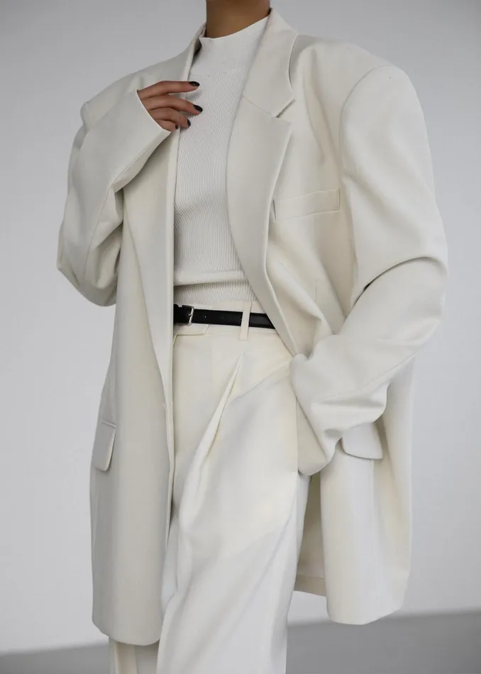 The Frankie Shop Outerwear Billie Oversized Blazer 8211 Cream 8211 Women