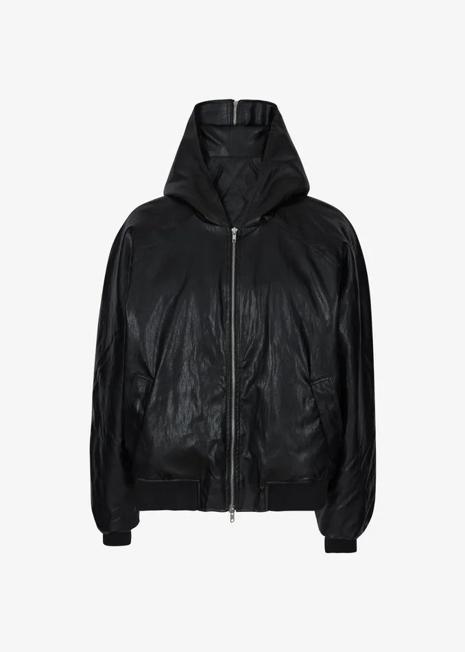 The Frankie Shop Outerwear Burnaby Faux Leather ZipUp Hoodie 8211 Black 8211 Women