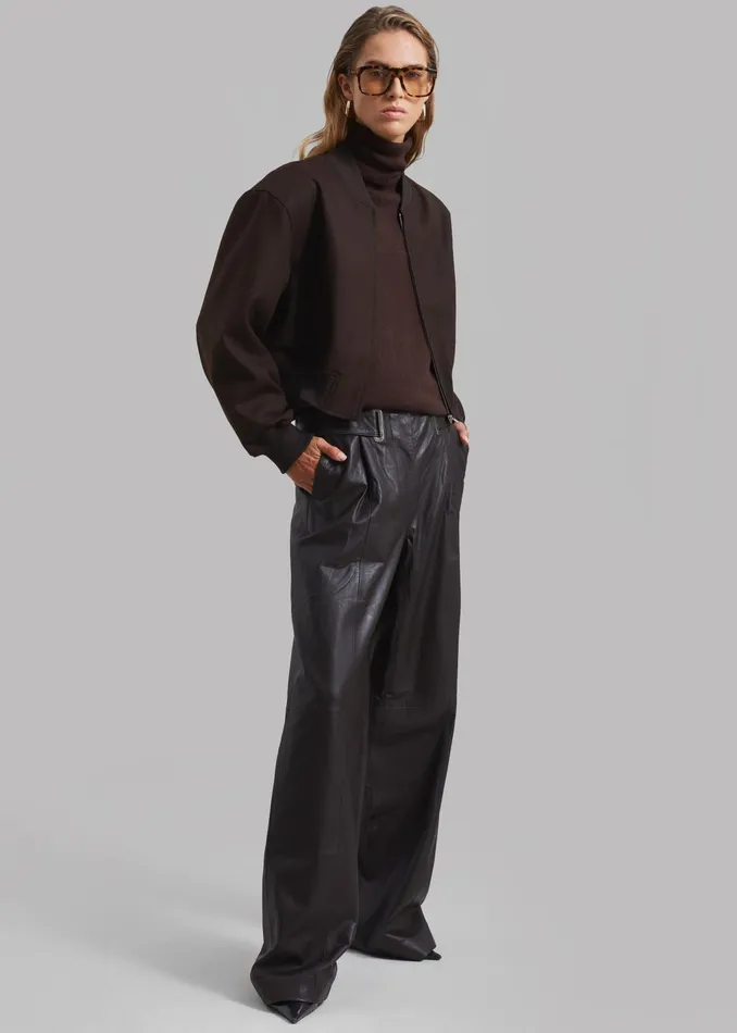 The Frankie Shop Outerwear Camille Wool Bomber 8211 Dark Chocolate 8211 Women
