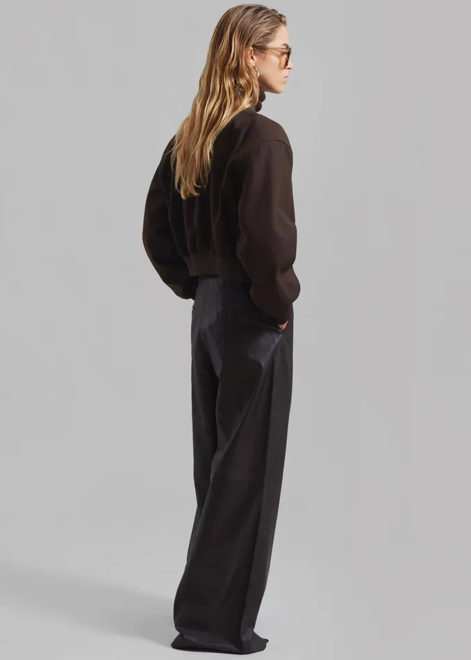 The Frankie Shop Outerwear Camille Wool Bomber 8211 Dark Chocolate 8211 Women