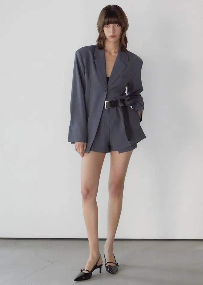 The Frankie Shop Outerwear Chappell Padded Blazer 8211 Grey 8211 Women