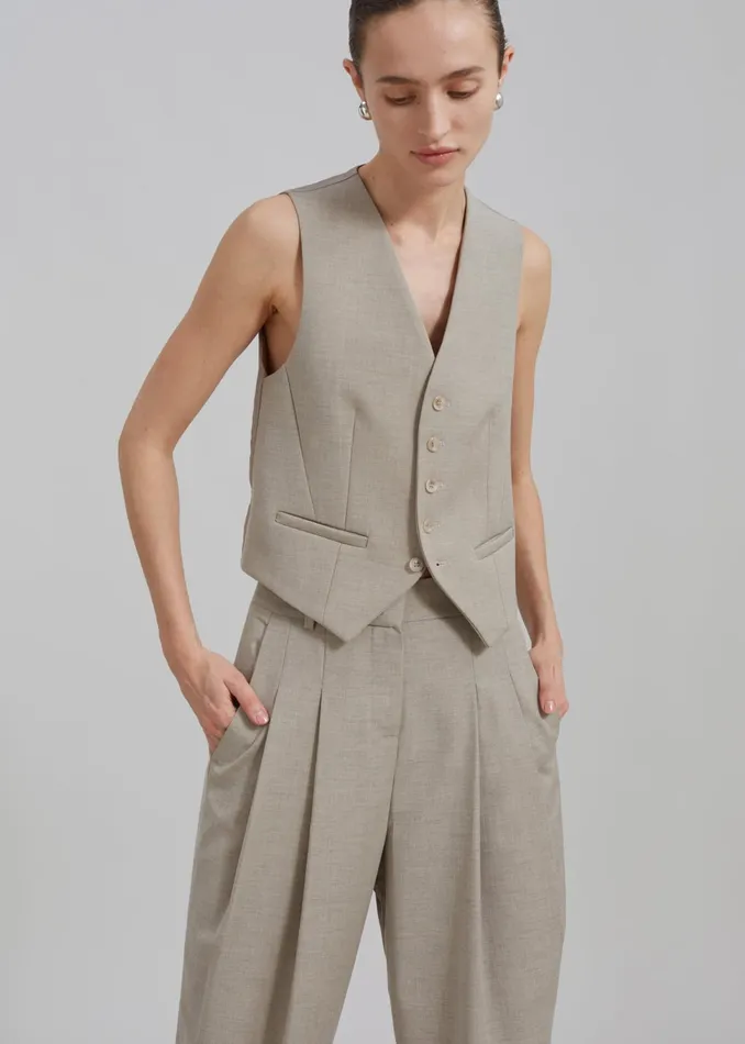 The Frankie Shop Outerwear Gelso Waistcoat 8211 Light Taupe Melange 8211 Women
