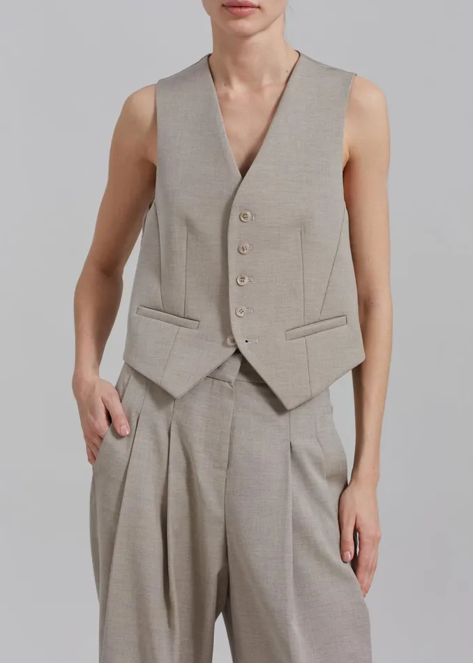 The Frankie Shop Outerwear Gelso Waistcoat 8211 Light Taupe Melange 8211 Women