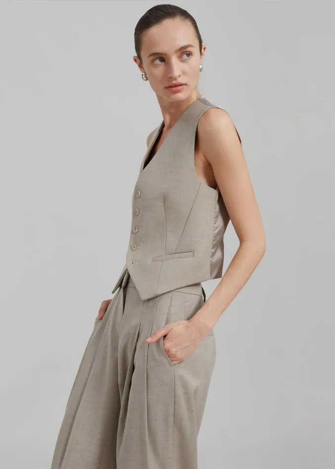 The Frankie Shop Outerwear Gelso Waistcoat 8211 Light Taupe Melange 8211 Women