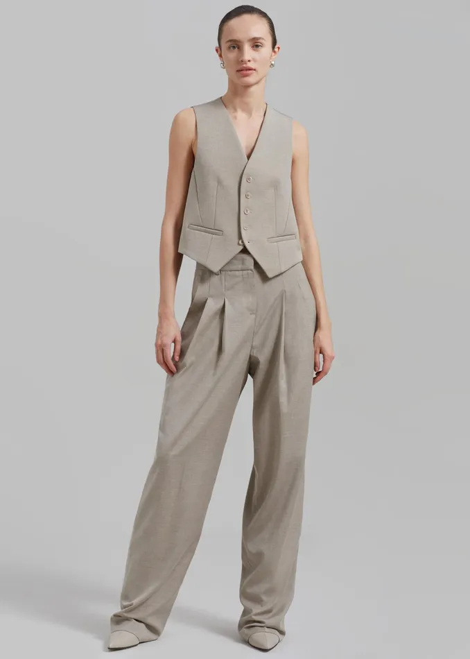 The Frankie Shop Outerwear Gelso Waistcoat 8211 Light Taupe Melange 8211 Women