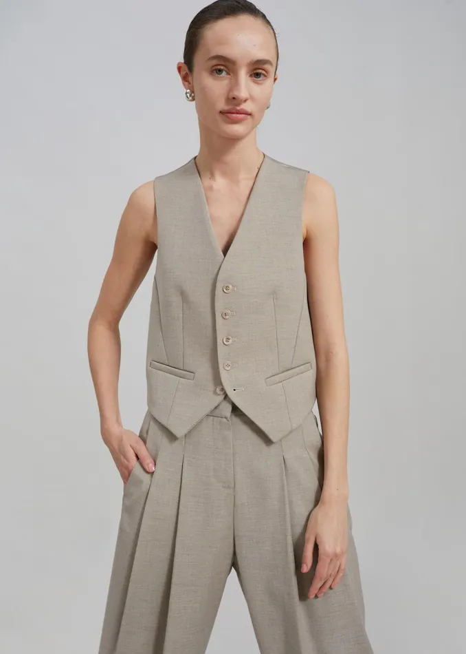 The Frankie Shop Outerwear Gelso Waistcoat 8211 Light Taupe Melange 8211 Women
