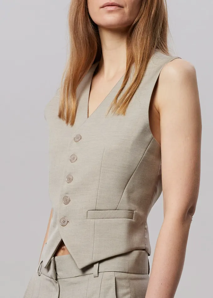 The Frankie Shop Outerwear Gelso Waistcoat 8211 Light Taupe Melange 8211 Women