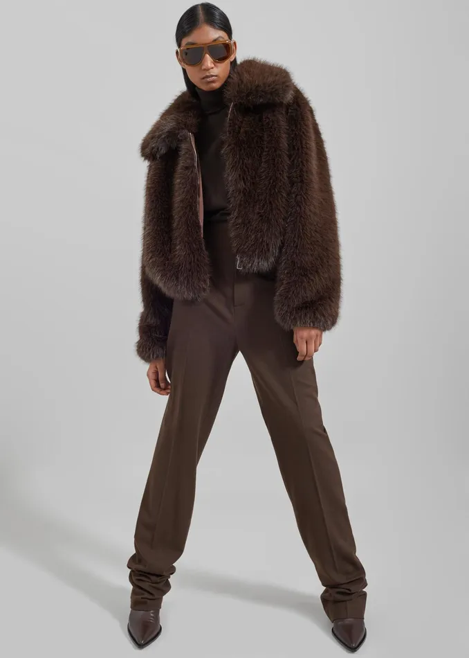 The Frankie Shop Outerwear Hope Faux Fur Jacket 8211 Brown 8211 Women