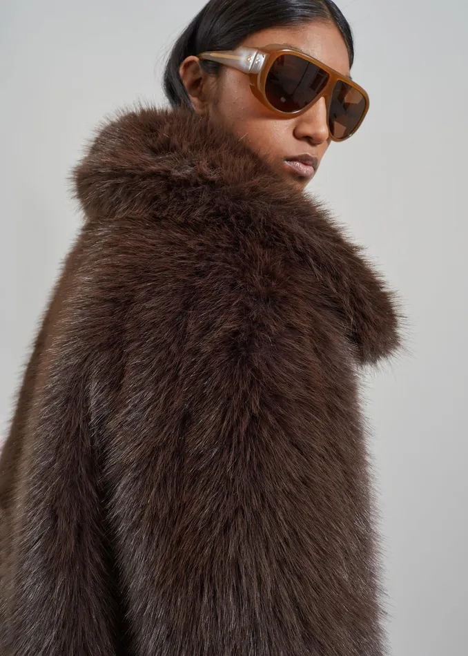 The Frankie Shop Outerwear Hope Faux Fur Jacket 8211 Brown 8211 Women