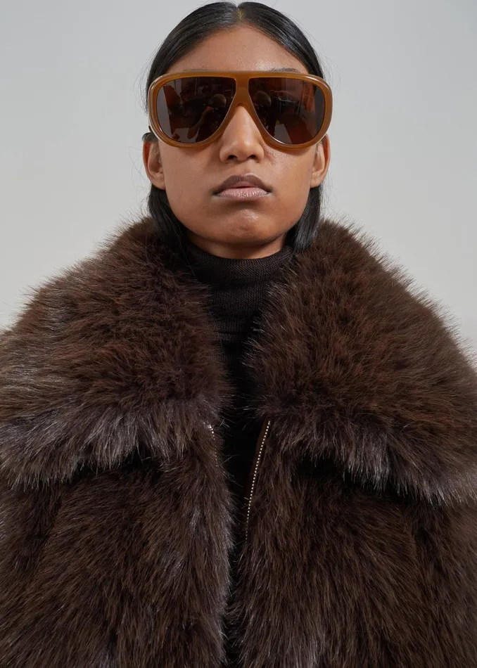 The Frankie Shop Outerwear Hope Faux Fur Jacket 8211 Brown 8211 Women