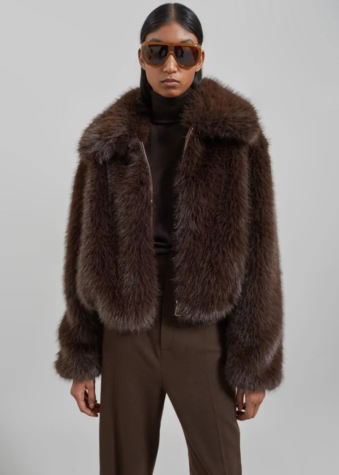 The Frankie Shop Outerwear Hope Faux Fur Jacket 8211 Brown 8211 Women