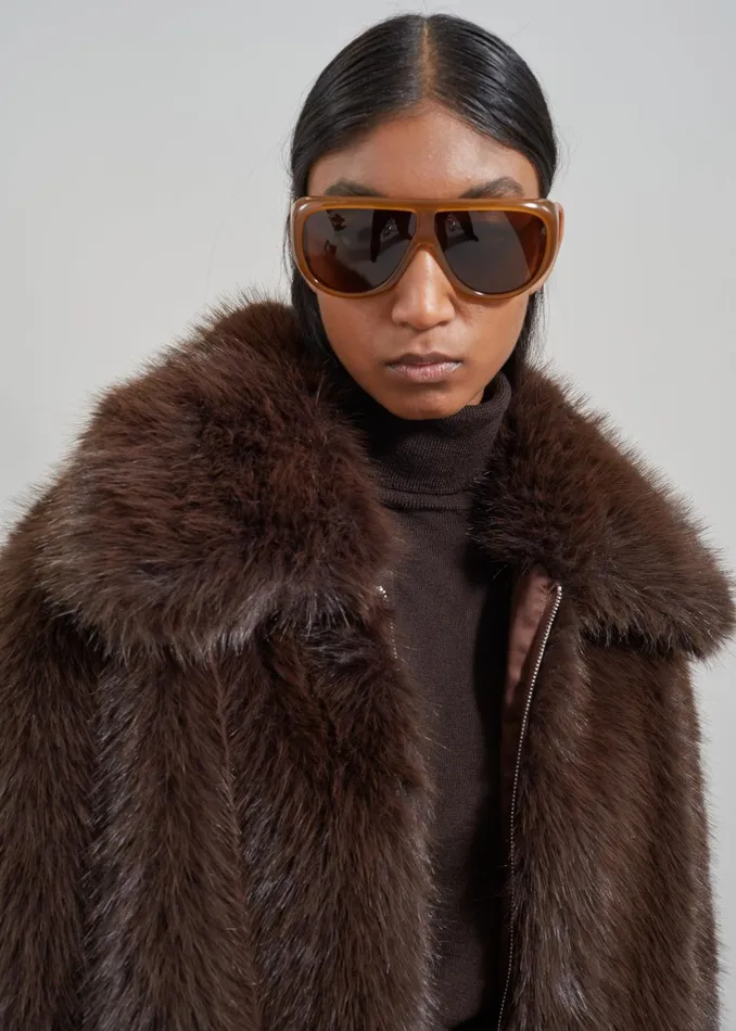 The Frankie Shop Outerwear Hope Faux Fur Jacket 8211 Brown 8211 Women